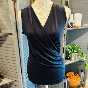 Navy Blue Faux Wrap Blouse Top by Ann Taylor - NWTS! Medium